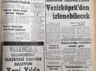 Samsun televizyonu Vezirköprü’den İzlenebilecek 8 Ekim 1972 Pazar