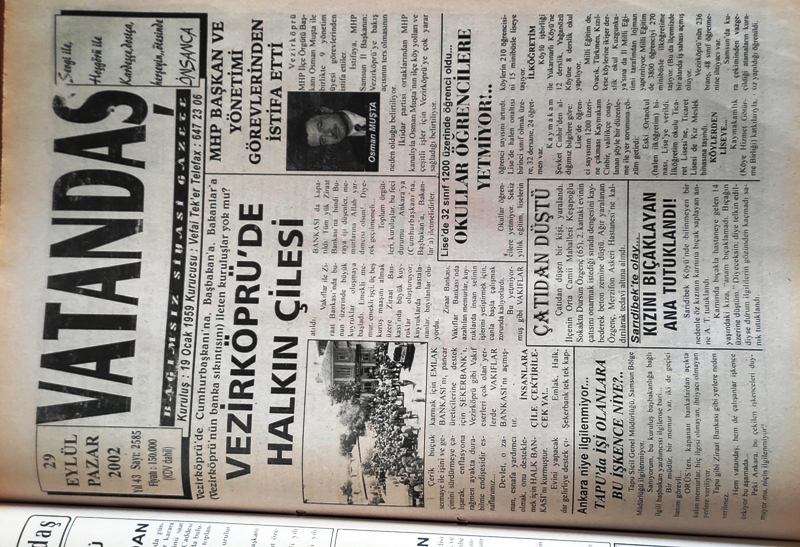 Vezirköprü’de Cumhurbaşkanına, Başbakana, Bakanlara  (Vezirköprü’nün banka sıkıntısını) ileten kuruluşlar yok mu? Vezirköprü’de Halkın Çilesi 29 Eylül 2002  Pazar