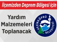 İlçemizden Deprem Bölgesi için Yardım Malzemeleri Toplanacak