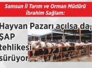 Samsun İl Tarım ve Orman Müdürü İbrahim Sağlam: Hayvan Pazarı açılsa da, ŞAP tehlikesi sürüyor.