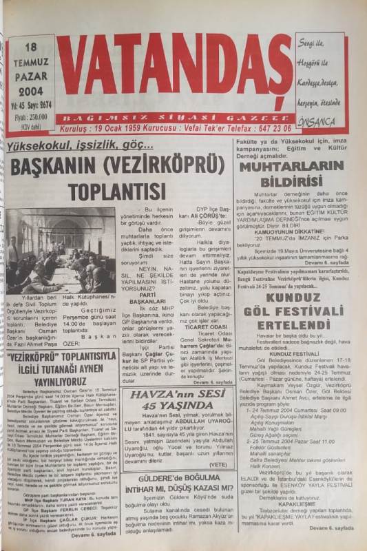 BAŞKANIN (VEZİRKÖPRÜ) TOPLANTISI