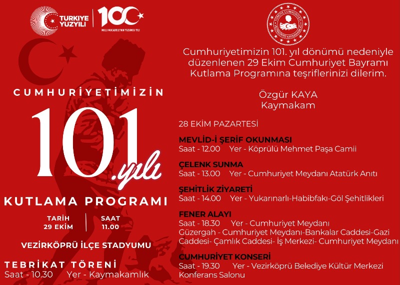 29 Ekim kutlama programı belli oldu