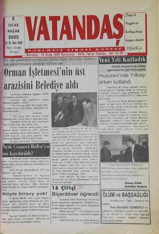 Orman İşletmesi’nin üst arazisini Belediye aldı